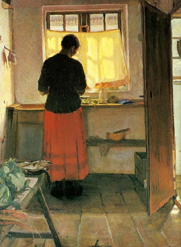 Anna Ancher pigen i kokkenet Sweden oil painting art